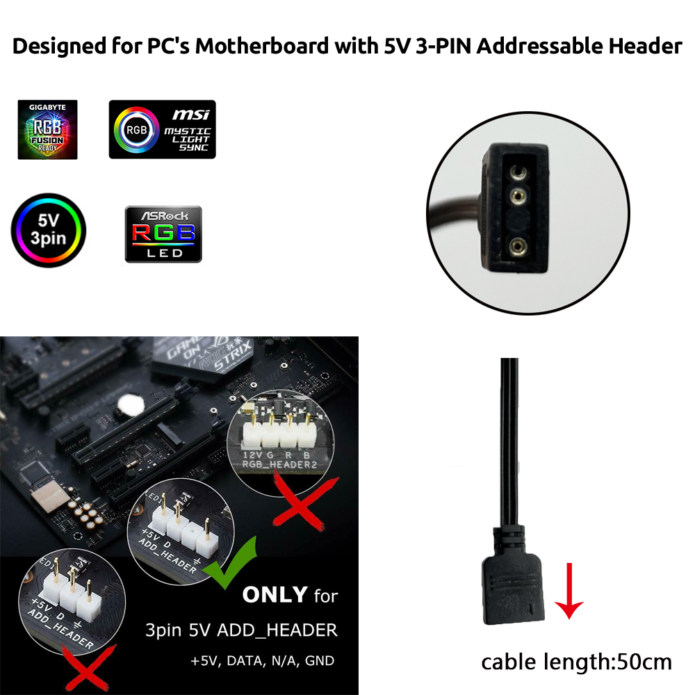 5V ARGB 3-контактный разъем дл – обзор и цена Pc Gaming Rgb